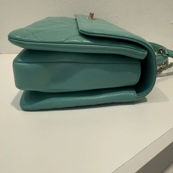 CHANEL Turquoise Lambskin Quilted Small Trendy CC Dual Handle Flap Bag - Picture 8 of 12
